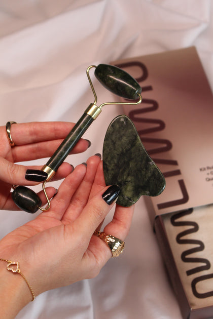 Roller Facial + Gua Sha de Quartzo Verde